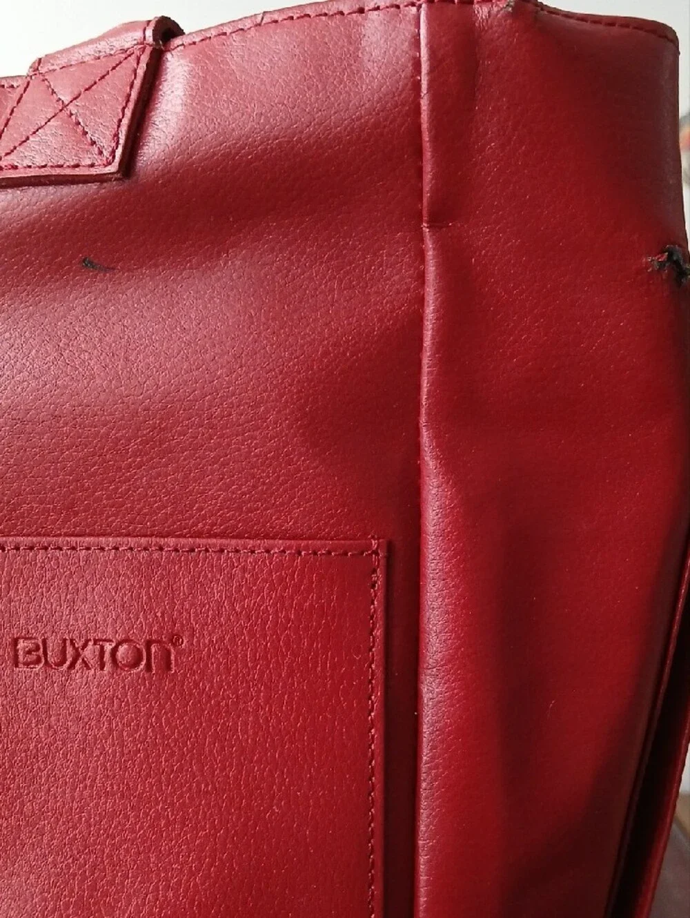 Buxton Red Leather Laptop Tote for Men